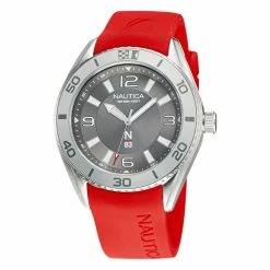 Best Sale 🥰 Nautica Mens Finn World Silicone 3-Hand ⌚ Watch 🎁