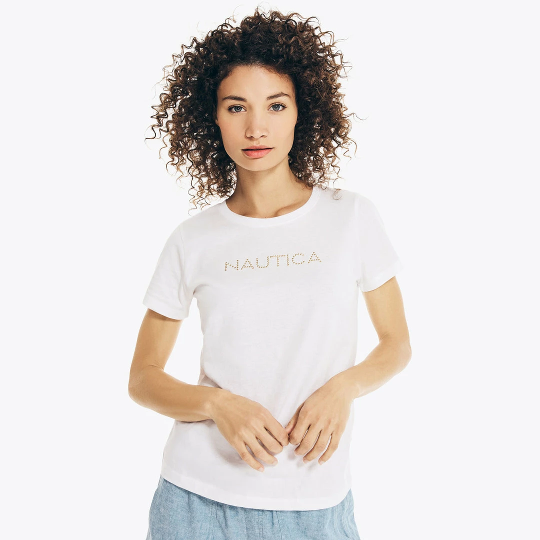 Top 10 π Nautica π© Womens Studded Logo Crewneck T-Shirt π₯ - Image 7