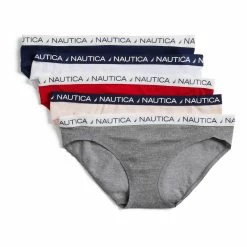 Promo 🔔 Nautica 👩 Womens Seamless Ribbed Logo 👙 Bikini Briefs, 5-Pack 🎉