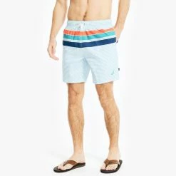 Outlet 🤩 Nautica Mens 8" Sustainably Crafted Striped Swim 💯