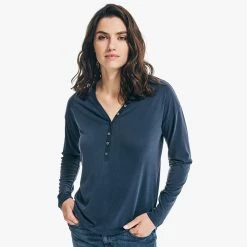 Best deal 😍 Nautica 👩 Womens Sustainably Crafted Solid Henley 🤩