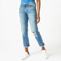 Hot Sale ✔️ Nautica 👩 Womens Nautica 👖 Jeans Co. Mid-Rise Straight Distressed Denim 💯