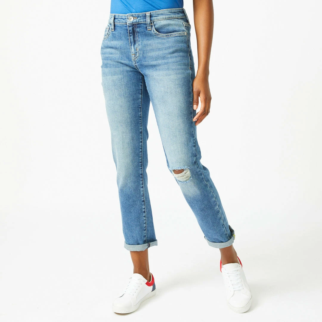 Hot Sale βοΈ Nautica π© Womens Nautica π Jeans Co. Mid-Rise Straight Distressed Denim π―