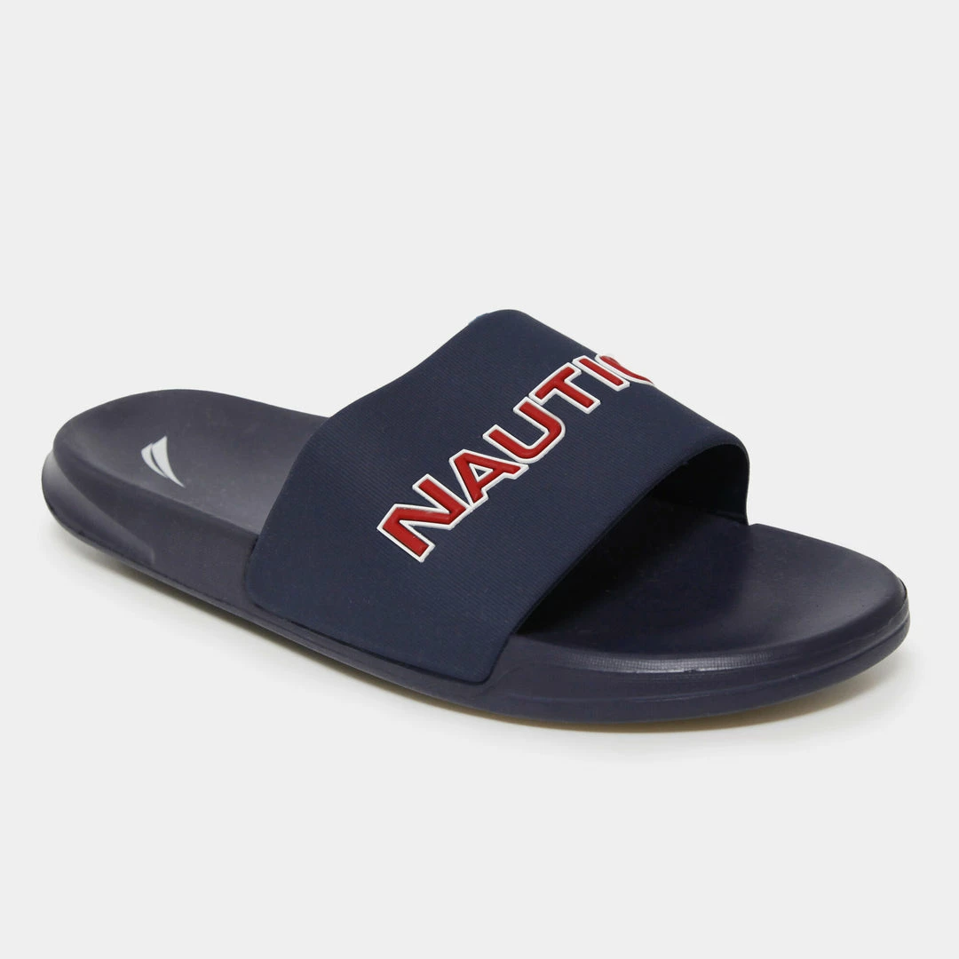 Cheap π Nautica Mens Logo Embossed Slide π©΄ Sandals π