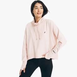 New 😍 Nautica 👩 Womens Funnel Neck High-Low Pullover Hoodie ⌛