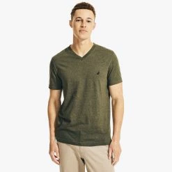 Best Pirce 👍 Nautica Mens Heathered V-Neck T-Shirt 👏